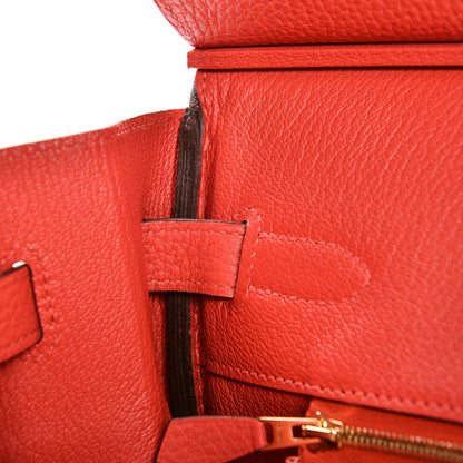 Hermes Taurillon Clemence Birkin 35 Rouge Pivoine 33 of 34