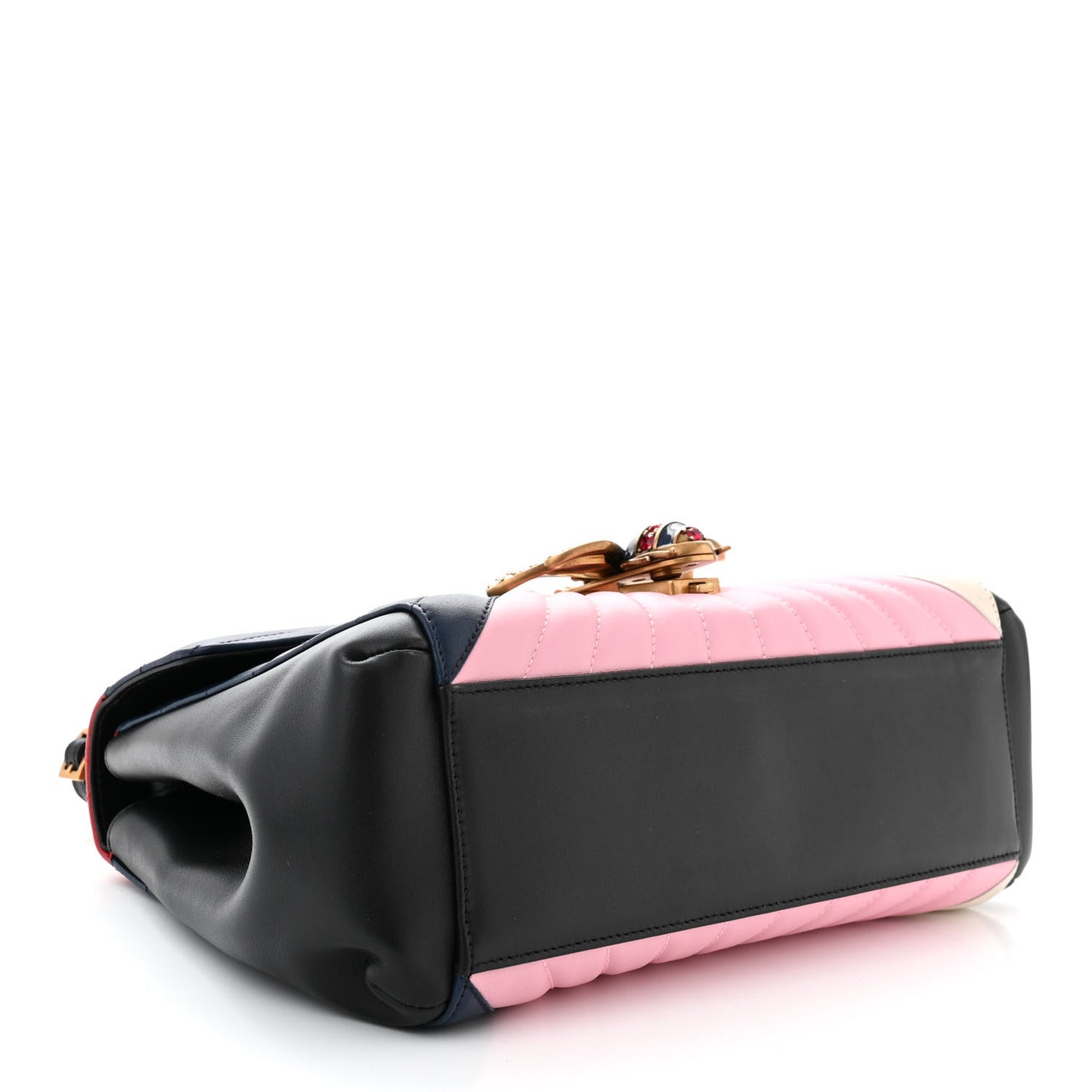 Calfskin Bamboo Trapuntata Queen Margaret Top Handle Bag Blue Agata Hibiscus Red Mystic White Sugar Pink