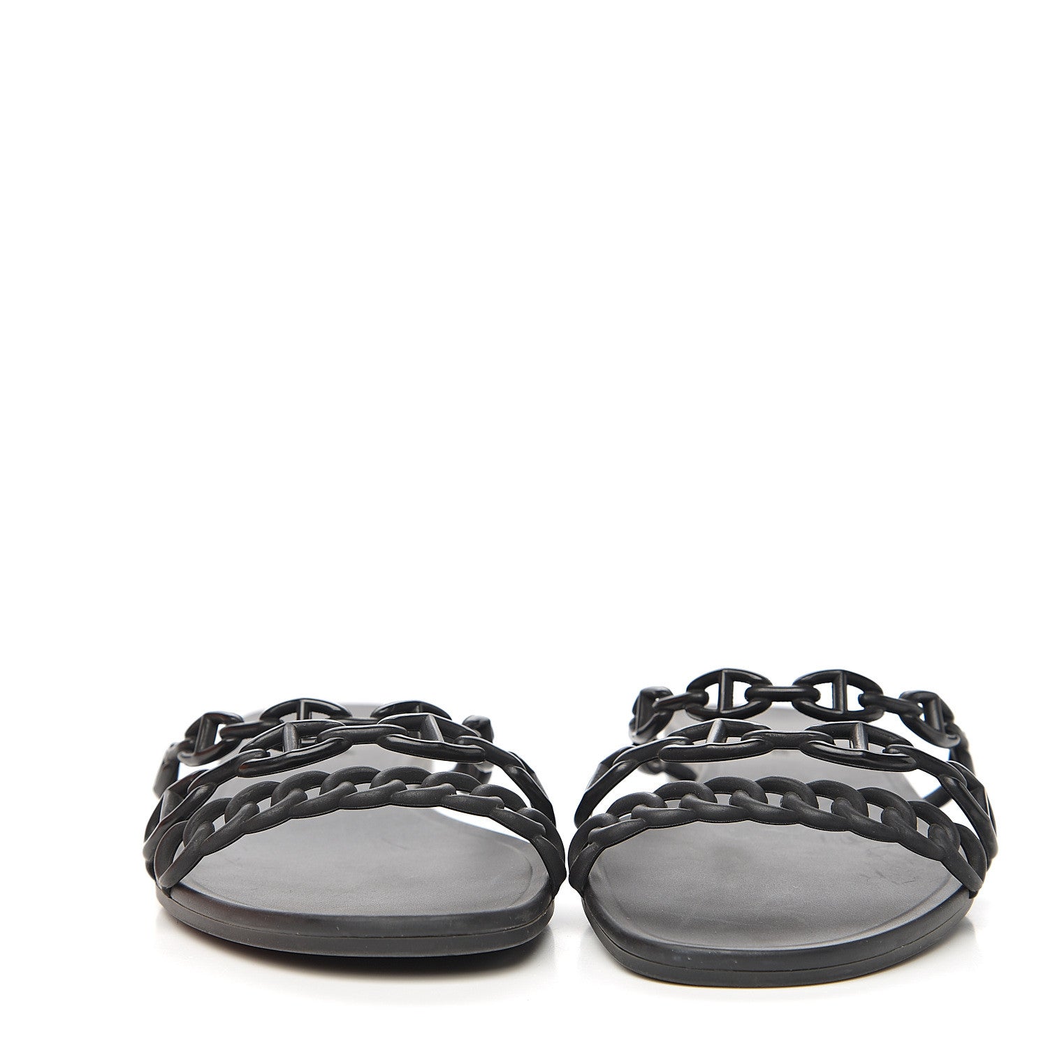 Hermes Rubber Chaine d'Ancre Rivage Sandals 41 Black 2 of 10