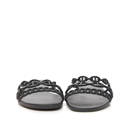 Hermes Rubber Chaine d'Ancre Rivage Sandals 41 Black 2 of 10