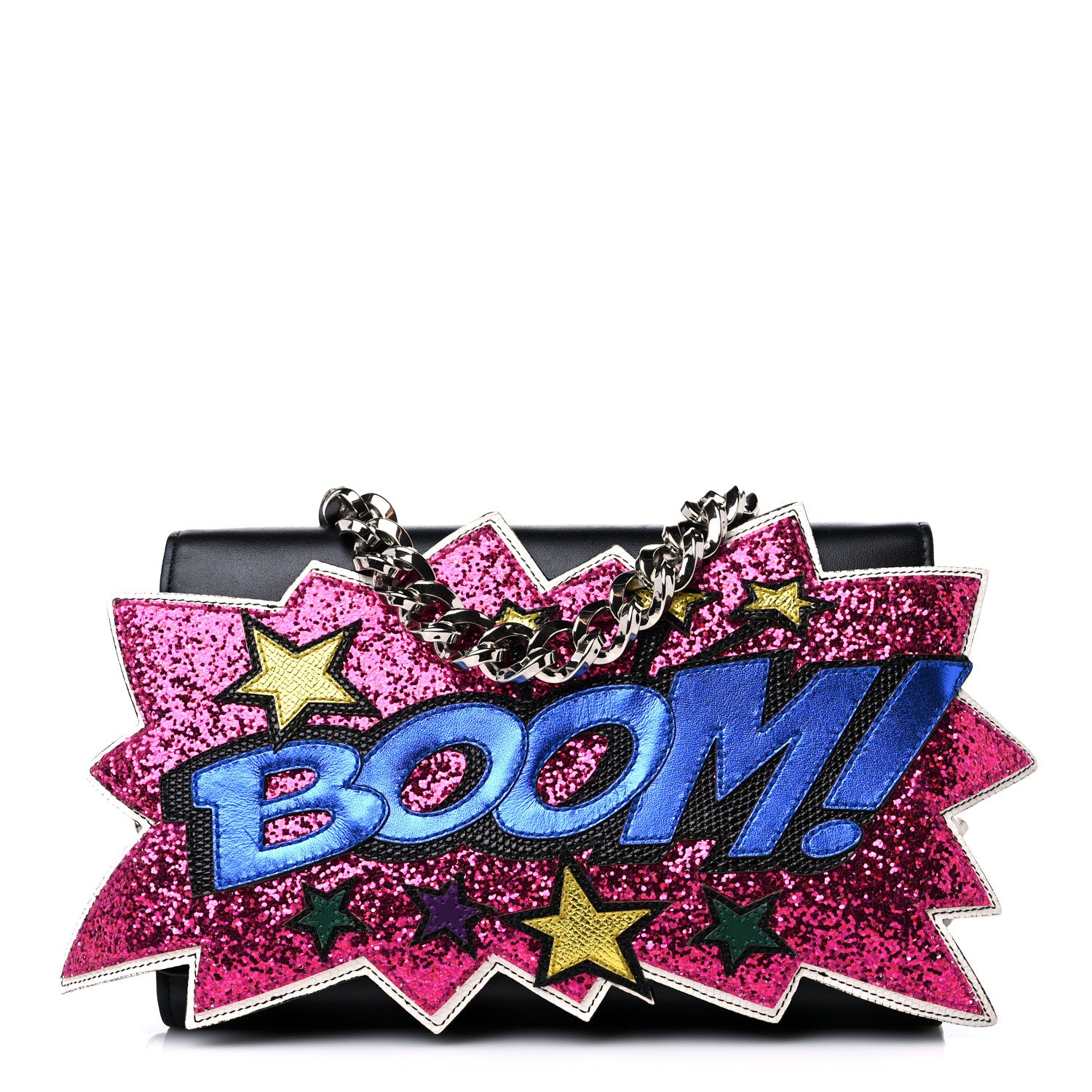 Dolce & Gabbana Laminato Dauphine Glitter Boom Clutch Black Multicolor 1 of 11