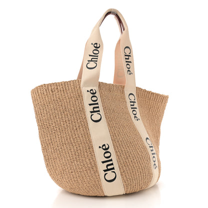 Chloe Raffia Large Woody Tote White 3 of 9