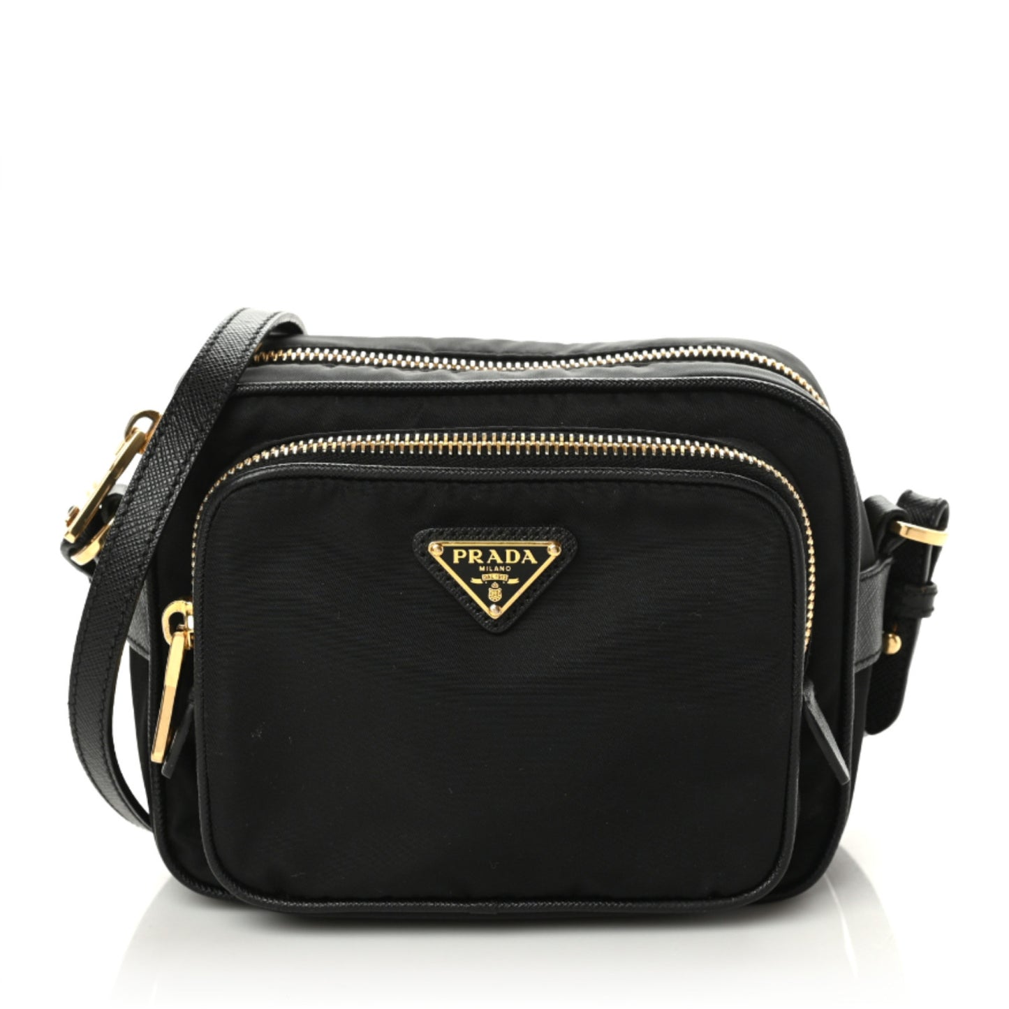 Nylon Saffiano Double Zip Camera Bag Black