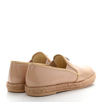 Chanel Patent CC Loafers Espadrille 35 Beige 4 of 14
