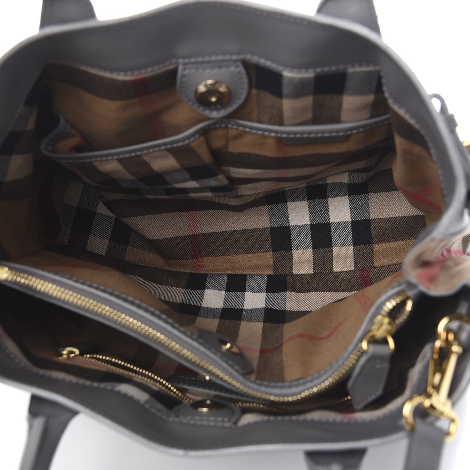 Burberry Smooth Calfskin Medium Banner Tote Grey 4 of 10