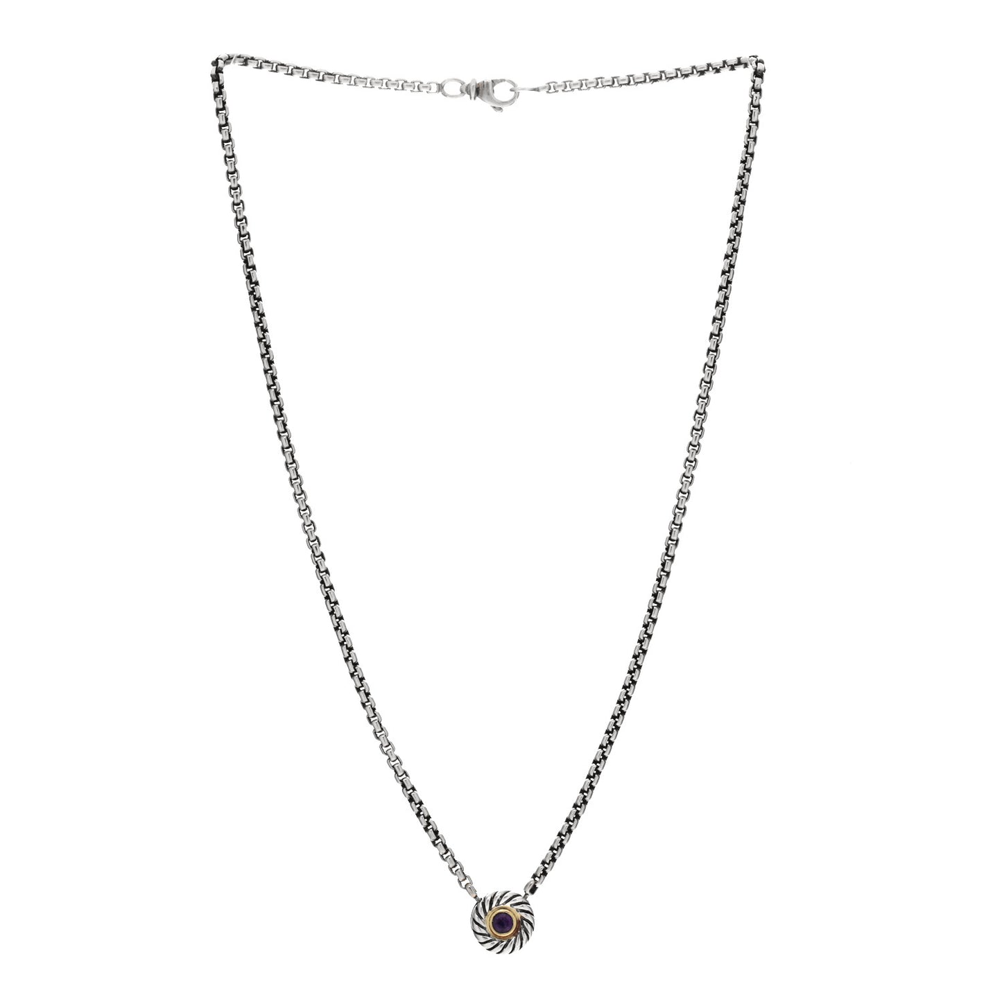 Sterling Silver 14K Yellow Gold Amethyst Cookie Necklace