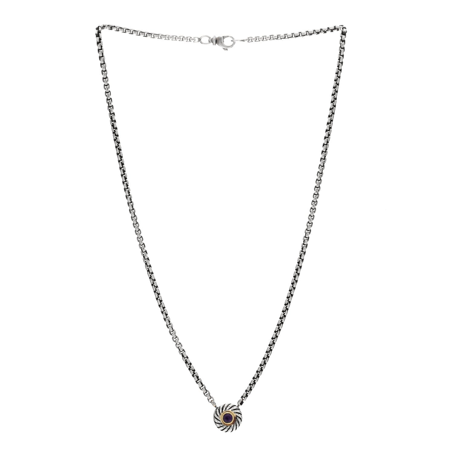 David Yurman Sterling Silver 14K Yellow Gold Amethyst Cookie Necklace 2 of 4