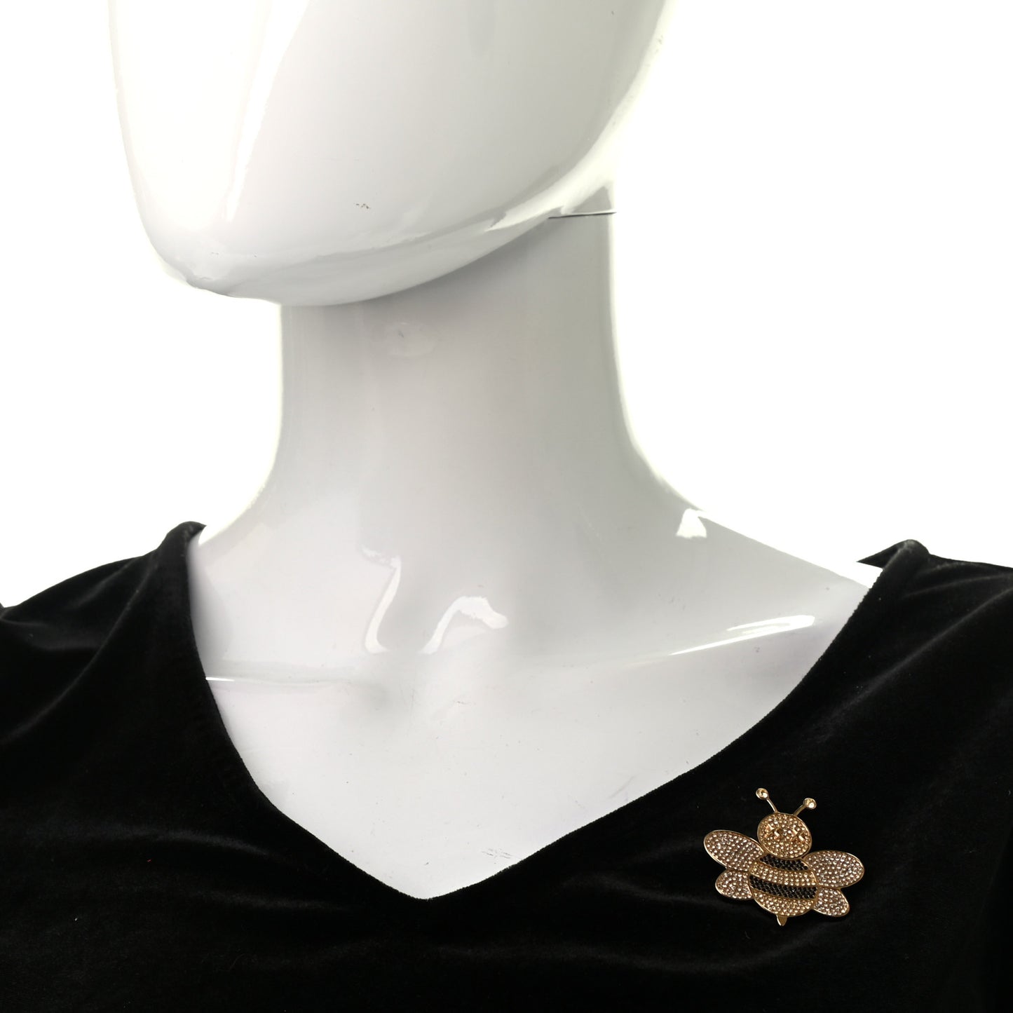 Crystal Bee Kaws Brooch Black White Gold