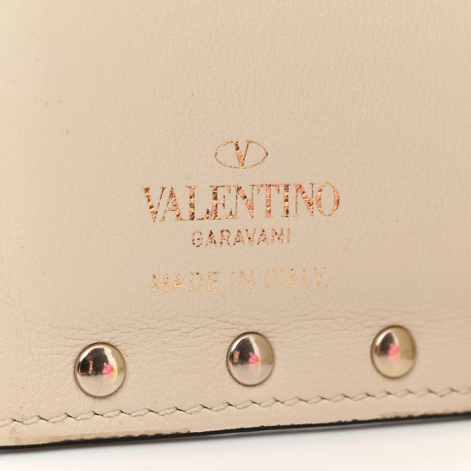 Valentino Garavani Calfskin Rockstud Card Holder with Zipper Ivory 8 of 10