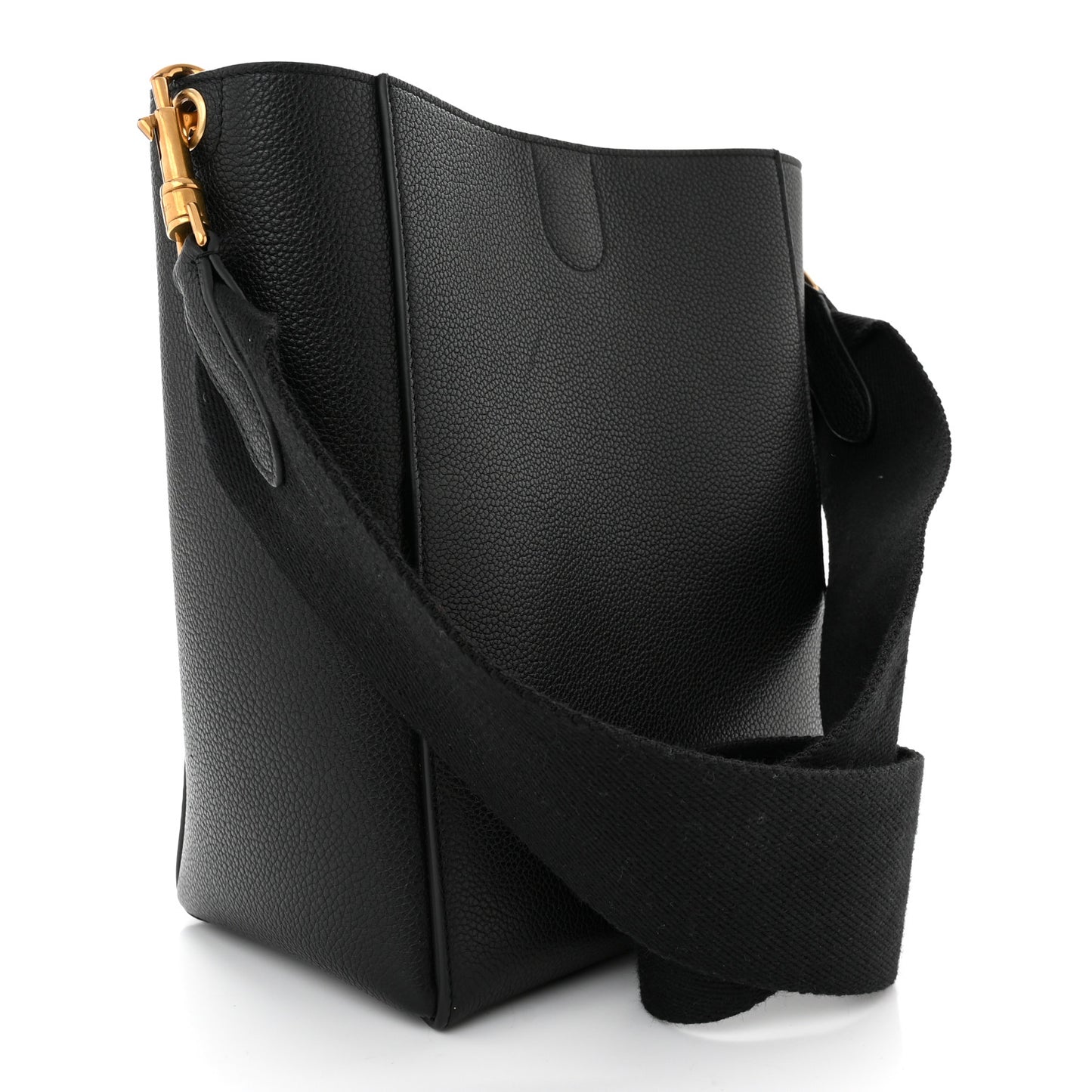 Soft Grained Calfskin Small Sangle Bucket Bag Black