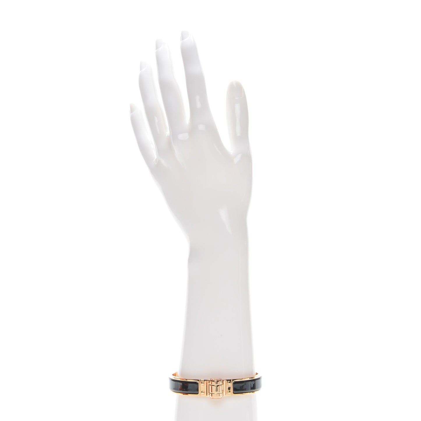 Enamel Charniere Uni Narrow Hinged Bracelet M Black