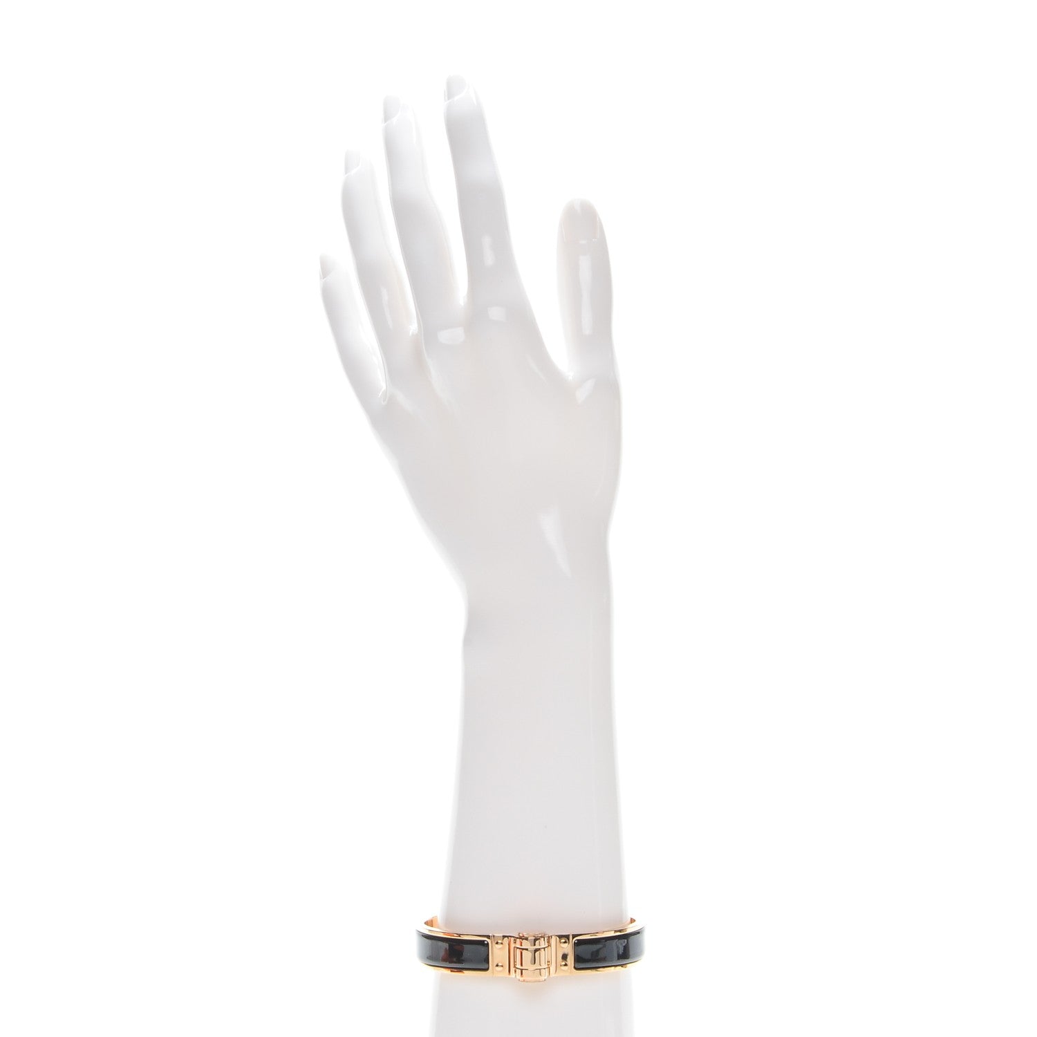 Hermes Enamel Charniere Uni Narrow Hinged Bracelet M Black 2 of 6