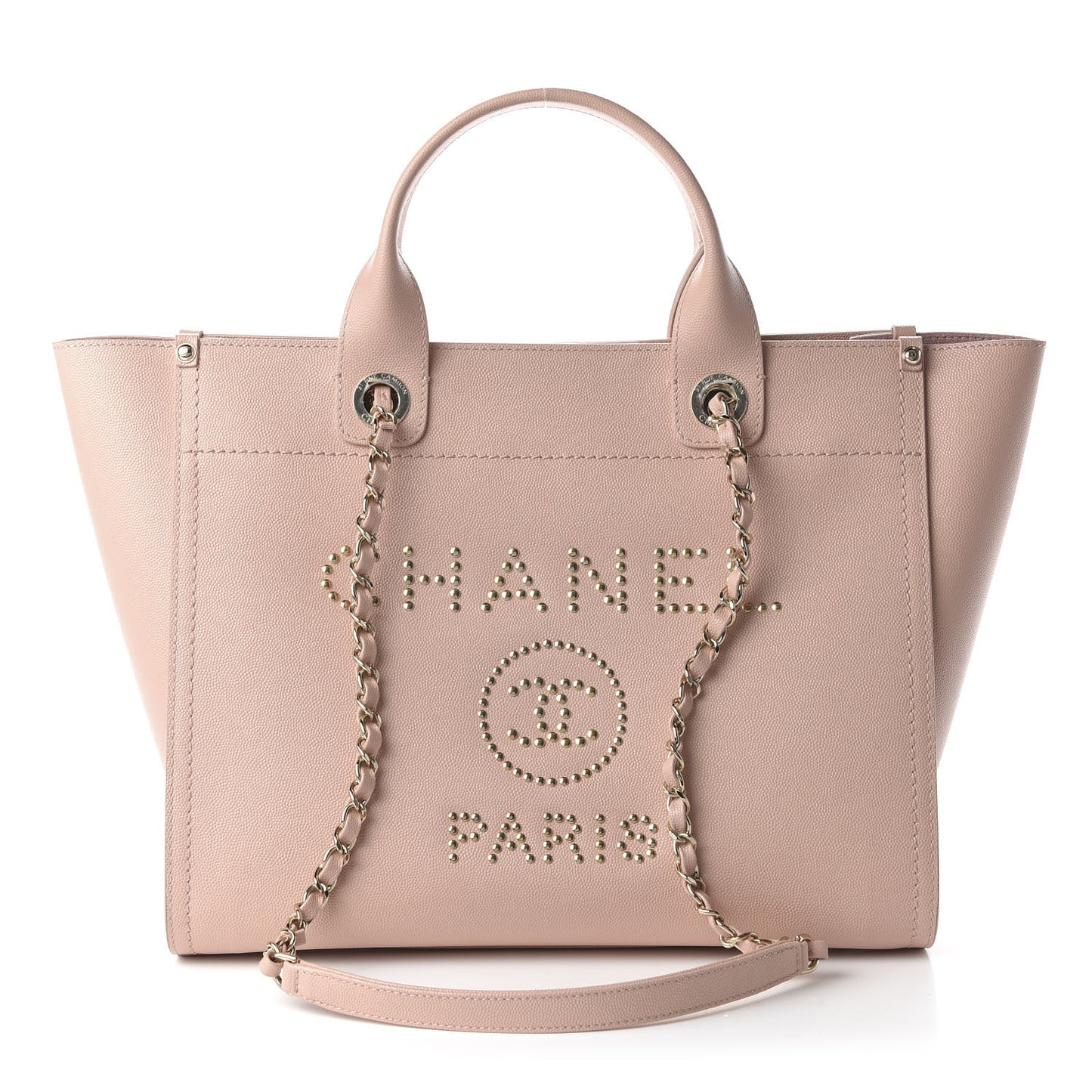 Caviar Small Studded Deauville Tote Light Pink