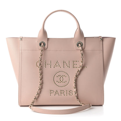 Chanel Caviar Small Studded Deauville Tote Light Pink 2 of 11