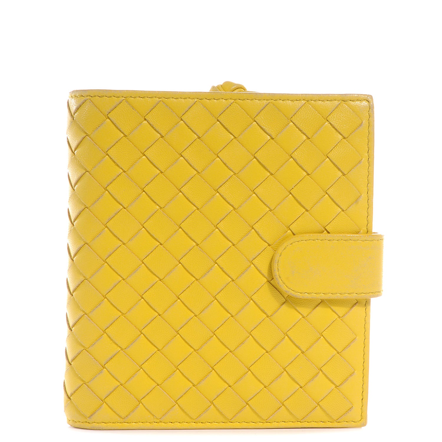 Bottega Veneta Nappa Intrecciato French Compact Wallet Yellow 1 of 8