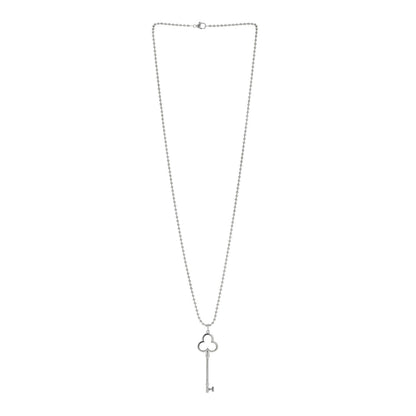 Tiffany Sterling Silver Large Trefoil Key Pendant Necklace 2 of 4
