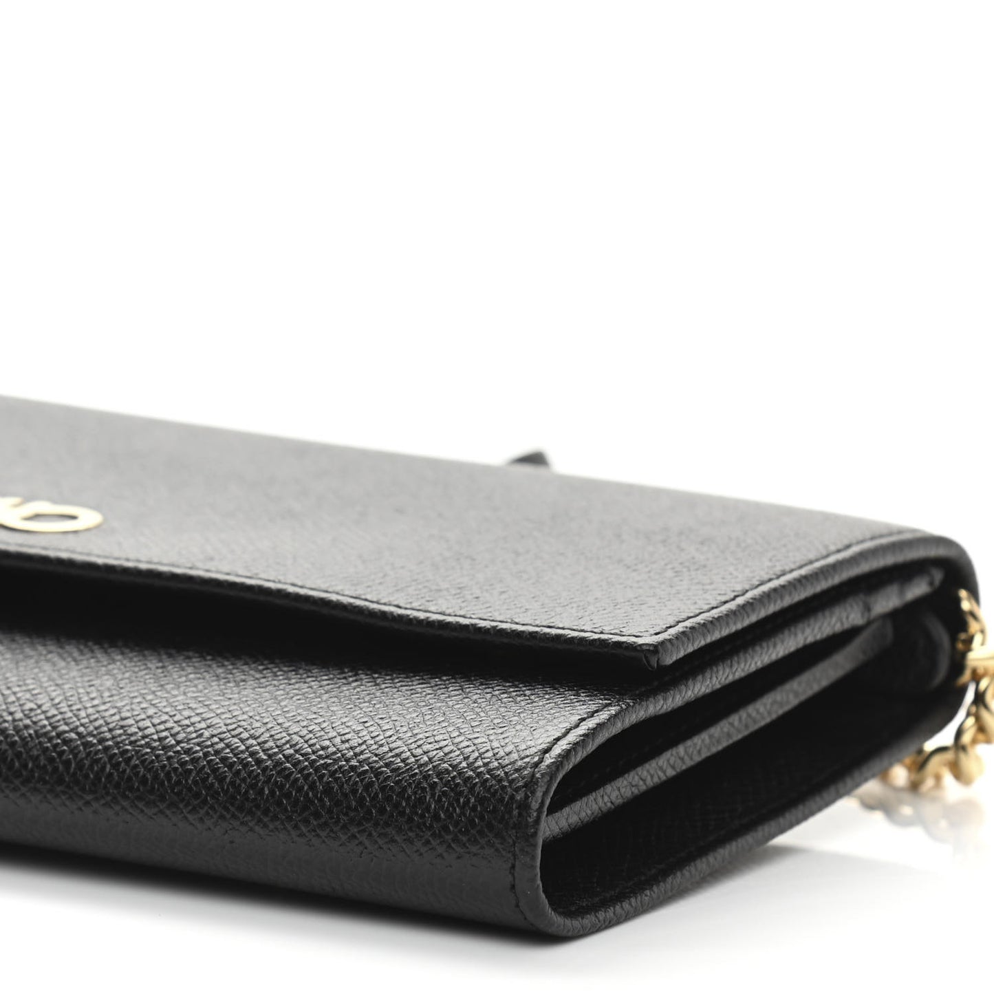 Printed Calfskin Gancini Wallet On Chain Black