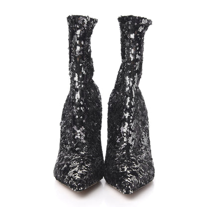 Valentino Garavani Sequin Ankle Boots 40.5 Silver 2 of 7