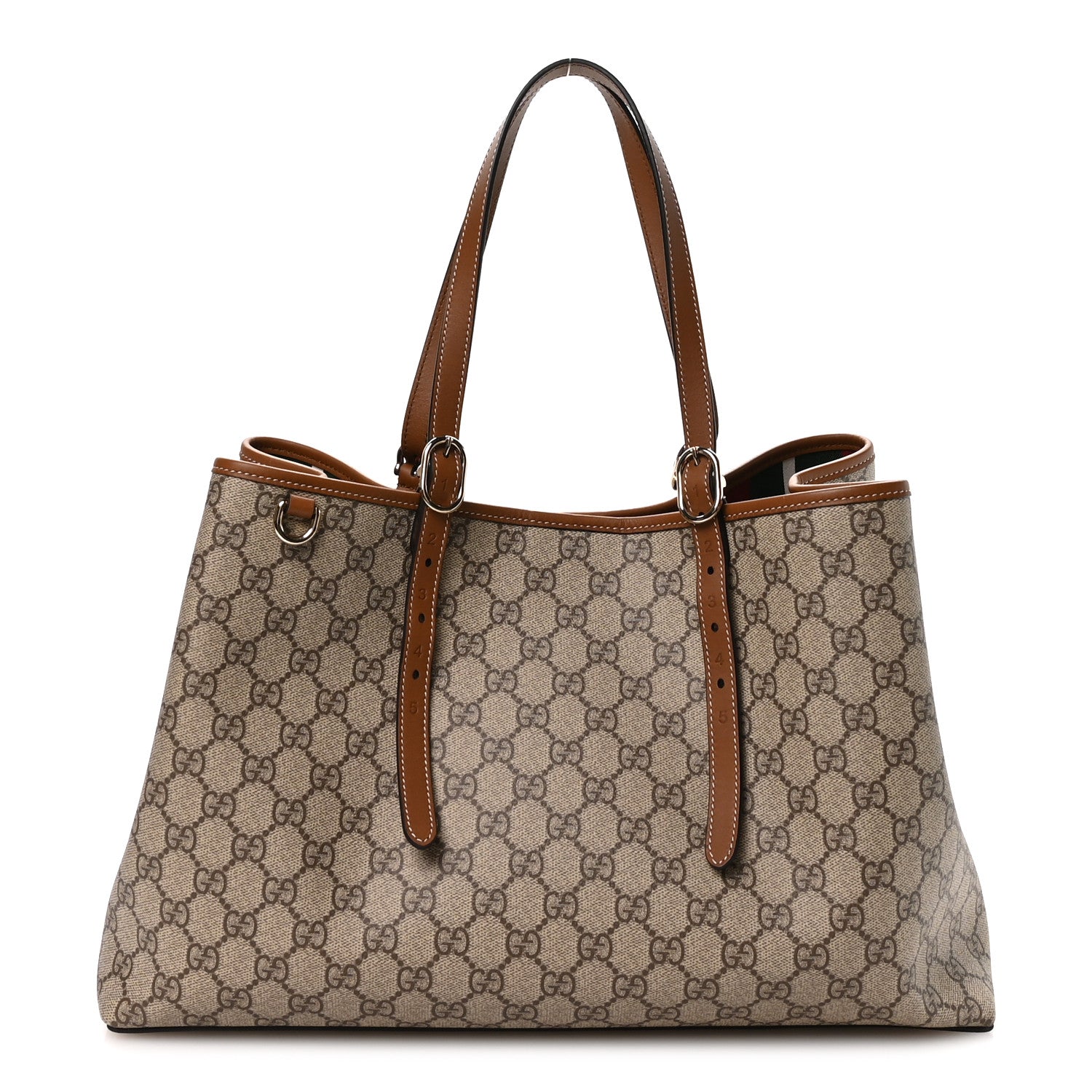 Gucci GG Supreme Monogram Emblem Large Tote Bag Beige Ebony Sundial 1 of 10