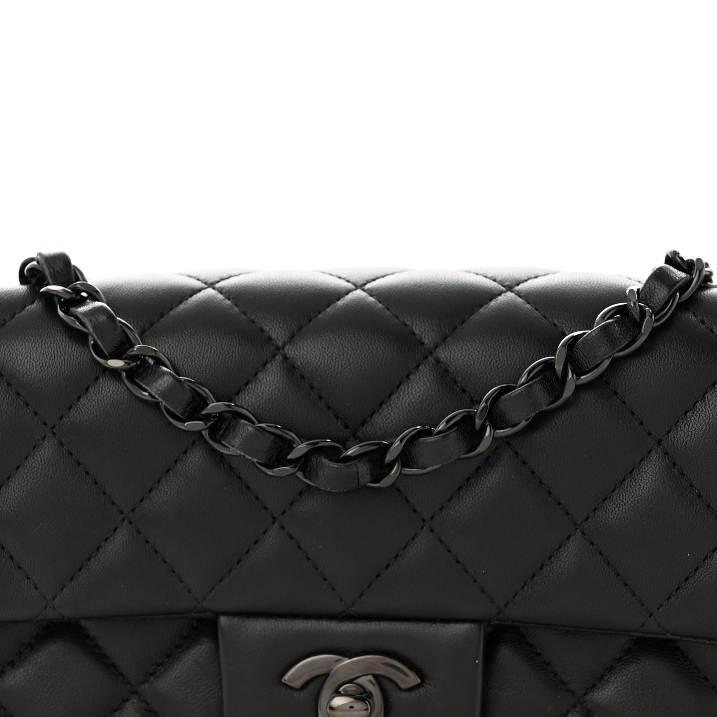 Lambskin Quilted Mini Rectangular Flap So Black