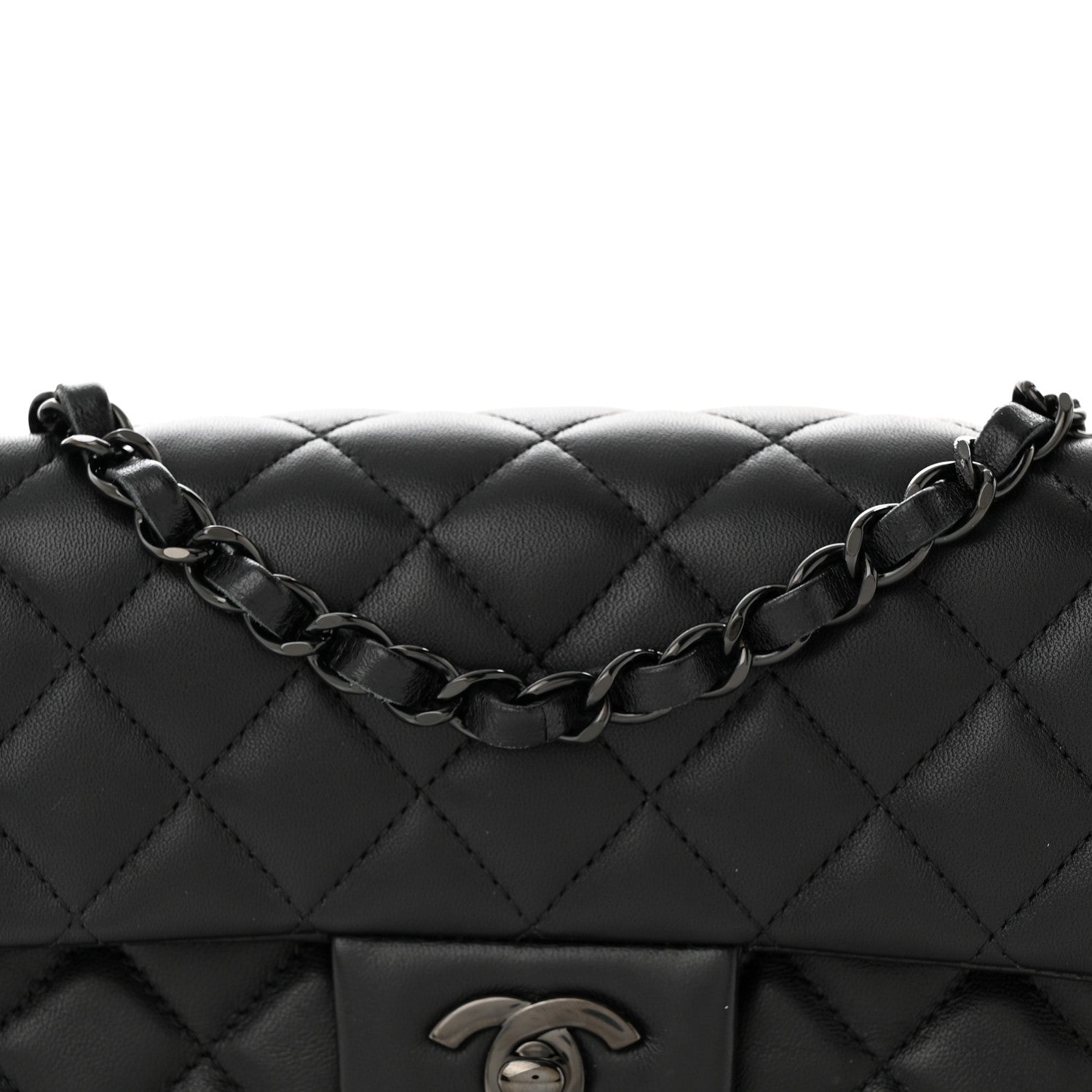 Chanel Lambskin Quilted Mini Rectangular Flap So Black 8 of 11