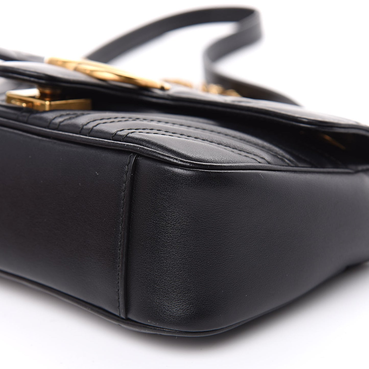 Calfskin Matelasse Mini GG Marmont Shoulder Bag Black