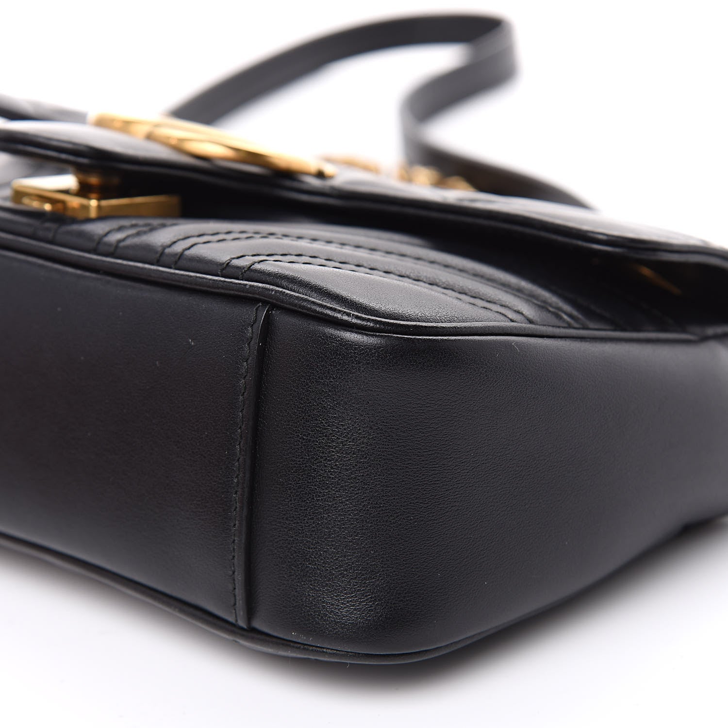 Gucci Calfskin Matelasse Mini GG Marmont Shoulder Bag Black 10 of 11