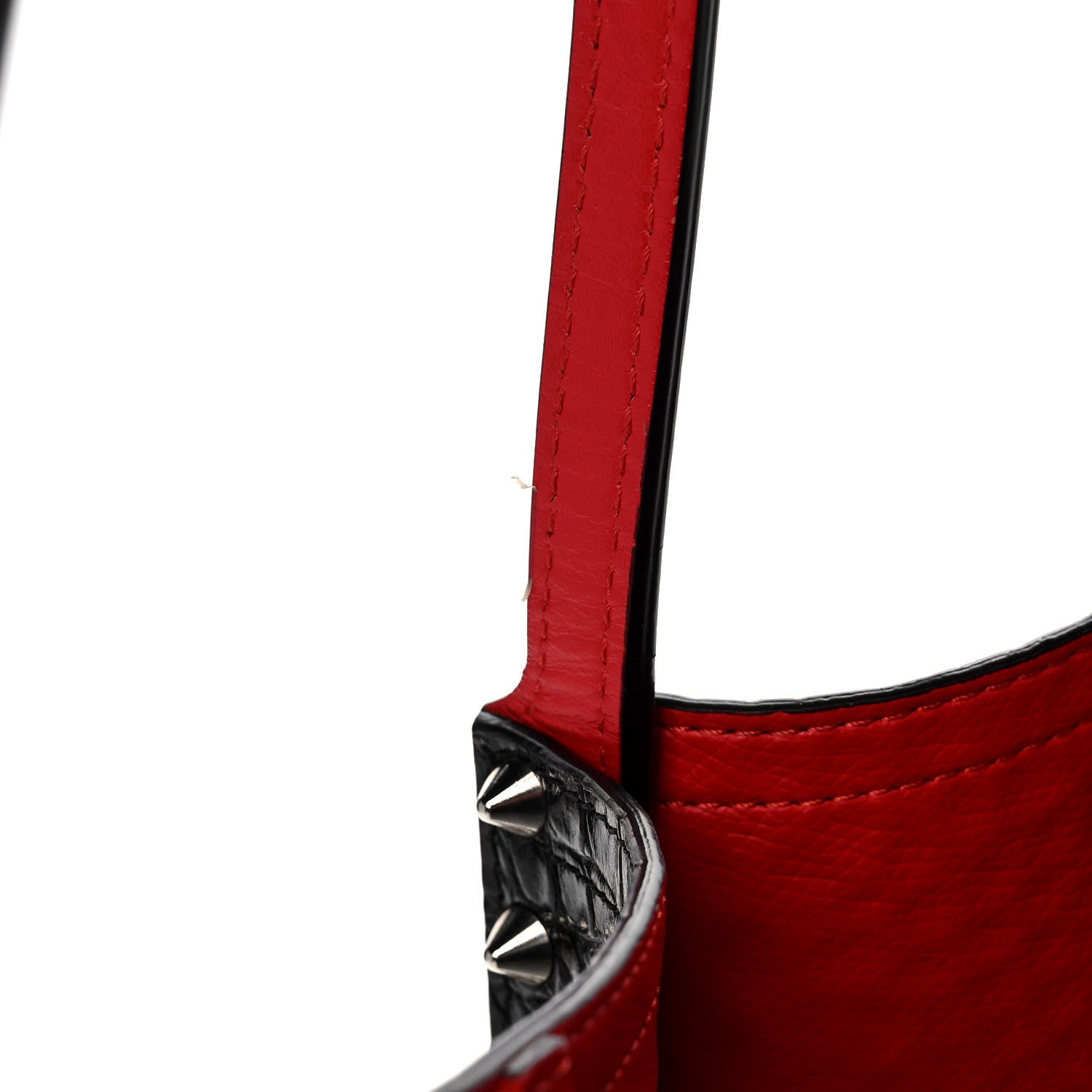 Christian Louboutin Crocodile Embossed Calfskin Spiked Small Cabarock Shopper Tote Black 14 of 16