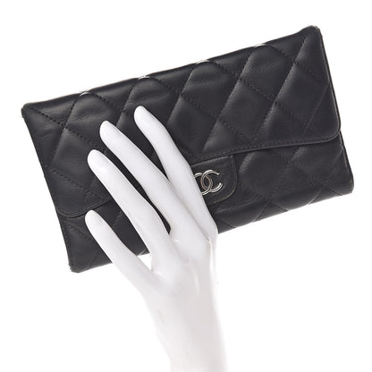 Chanel Caviar Quilted Large Gusset Flap Wallet Black 2 of 17