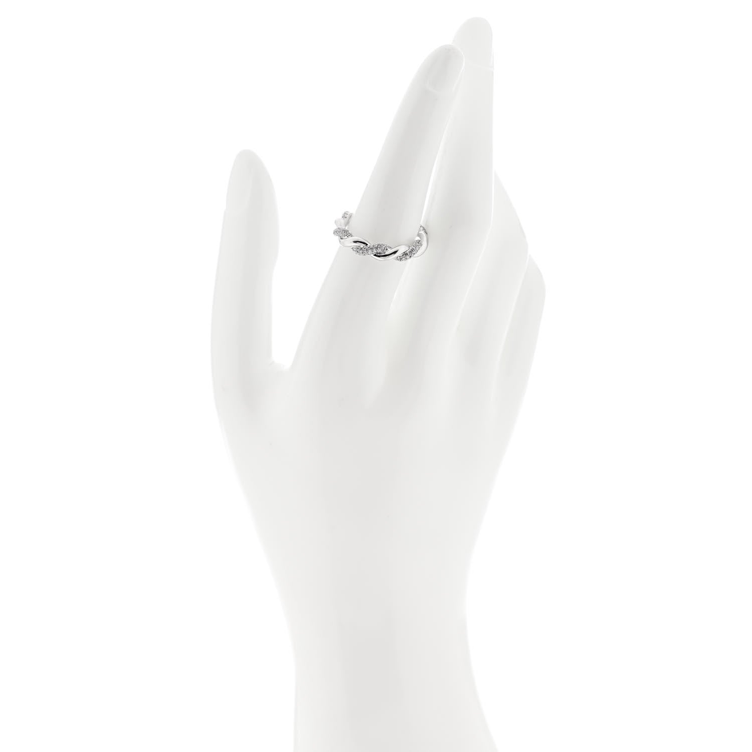 David Yurman 18K White Gold Diamond Wisteria Twist Band Ring 54 7 2 of 4