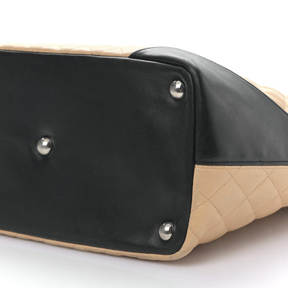 Chanel Calfskin Quilted Large Cambon Tote Beige Black 9 of 9