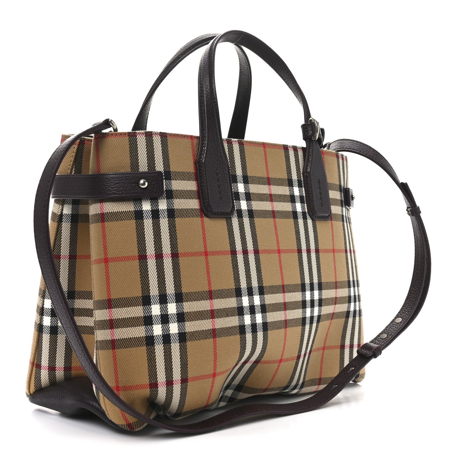 Burberry Goatskin Vintage Check Medium Banner Tote Deep Claret 3 of 10