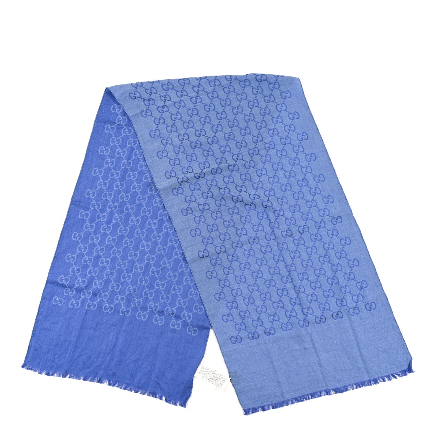 Gucci Wool Silk GG Monogram GGNat Scarf Sky Blue 2 of 4