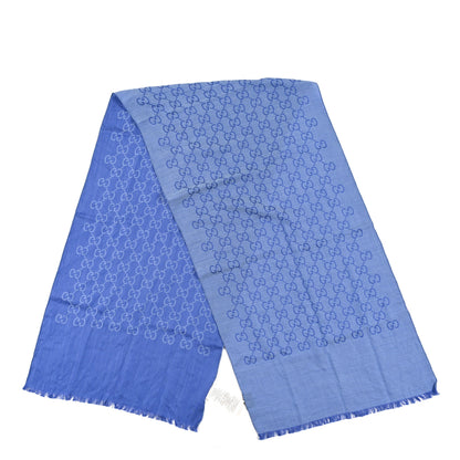 Gucci Wool Silk GG Monogram GGNat Scarf Sky Blue 2 of 4
