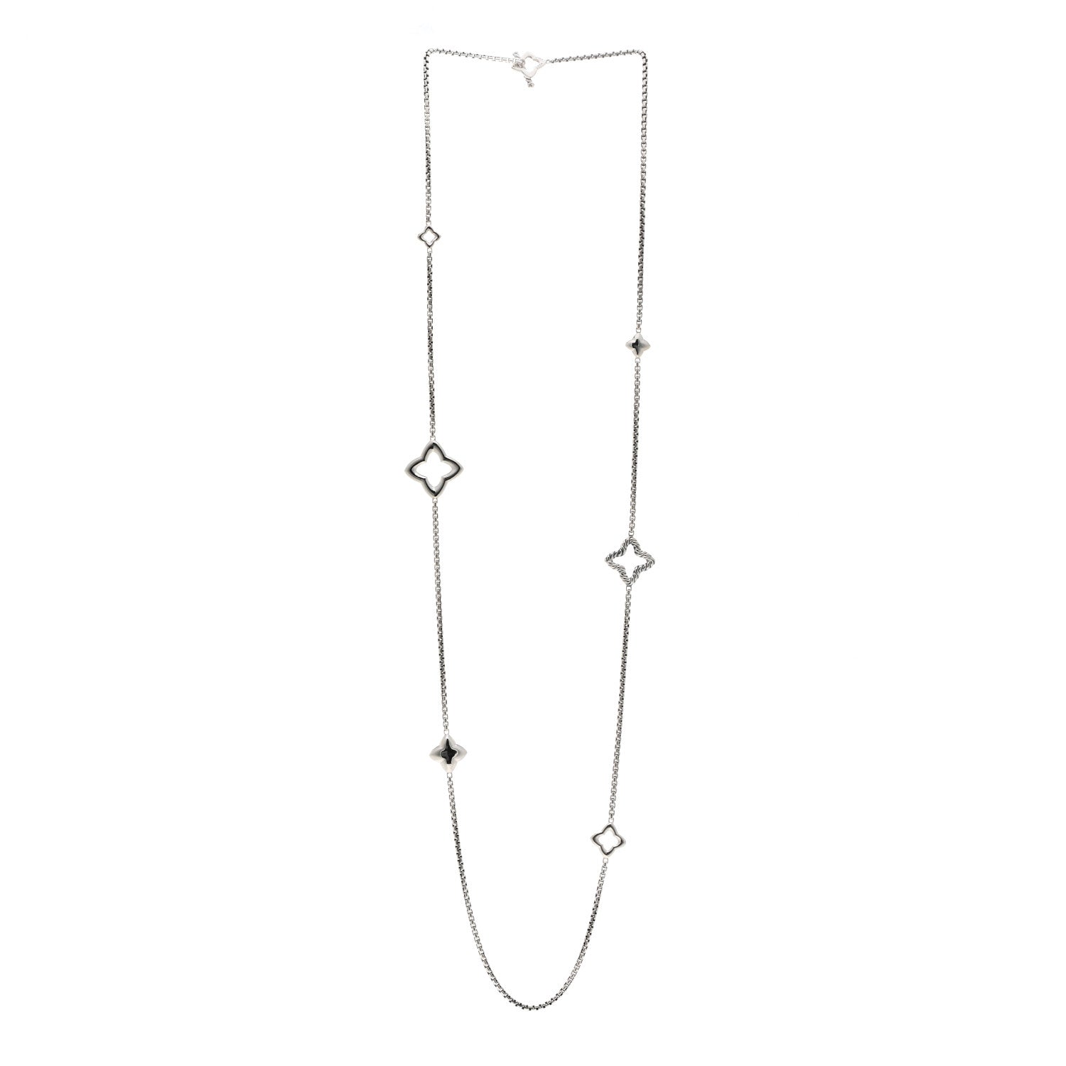 David Yurman Sterling Silver 25mm Quatrefoil Chain Necklace 3 of 5