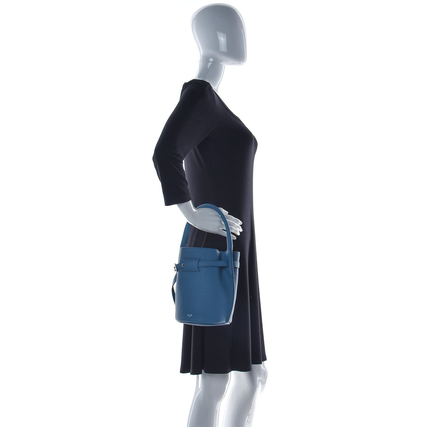 Supple Grained Calfskin Nano Big Bag Bucket Slate Blue
