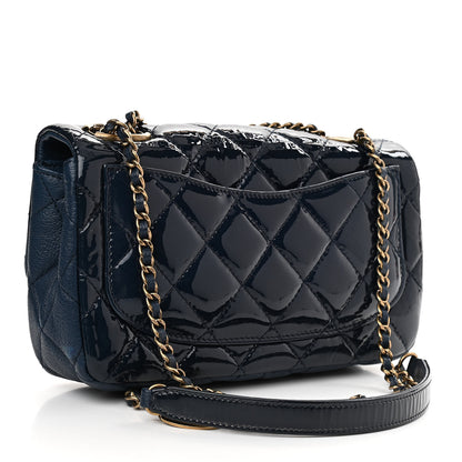 Chanel Patent Goatskin Quilted Medium CC Eyelet Flap Blue 3 of 12