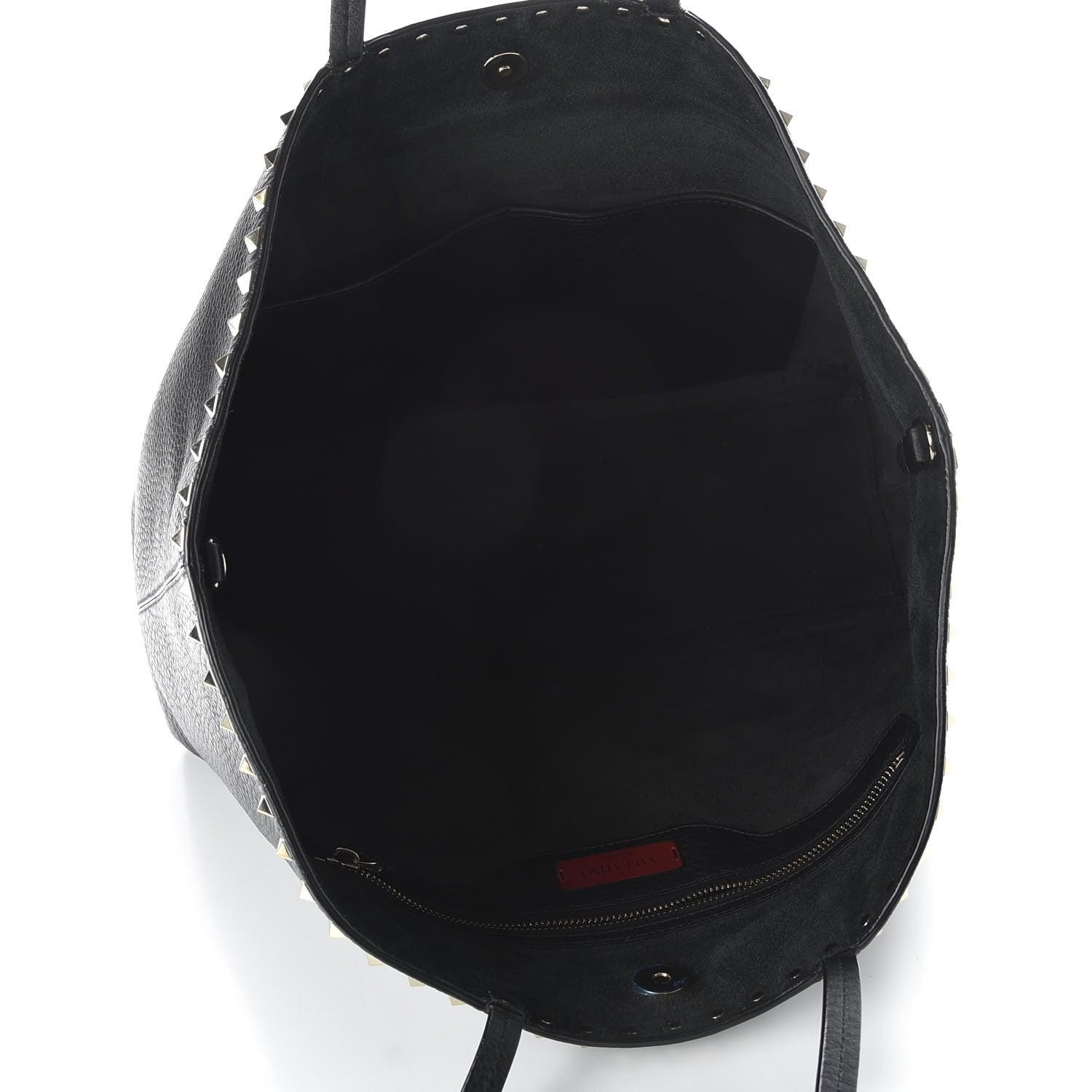 Valentino Garavani Grained Calfskin Rockstud Shoulder Tote Black 5 of 9