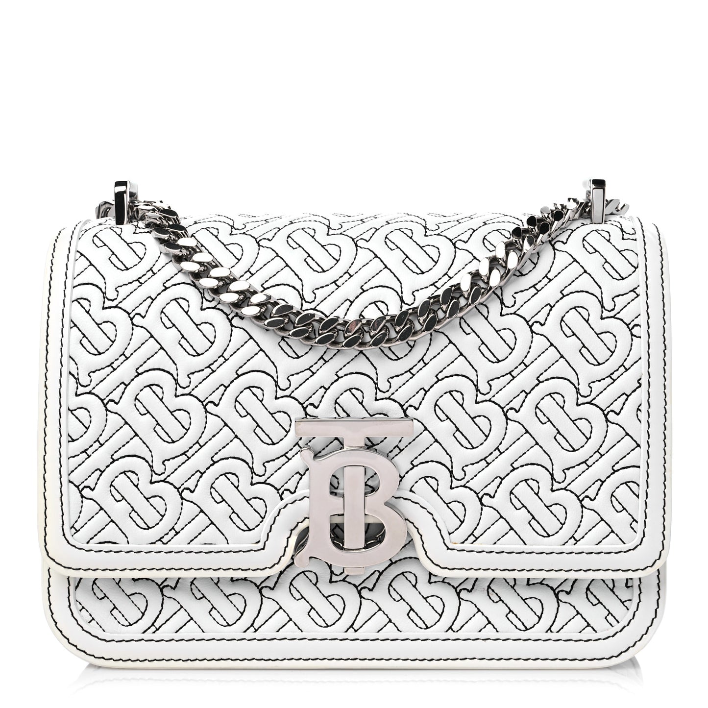 Calfskin Monogram Embossed Small TB Chain Bag Optic White