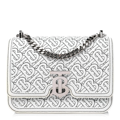 Burberry Calfskin Monogram Embossed Small TB Chain Bag Optic White 1 of 13
