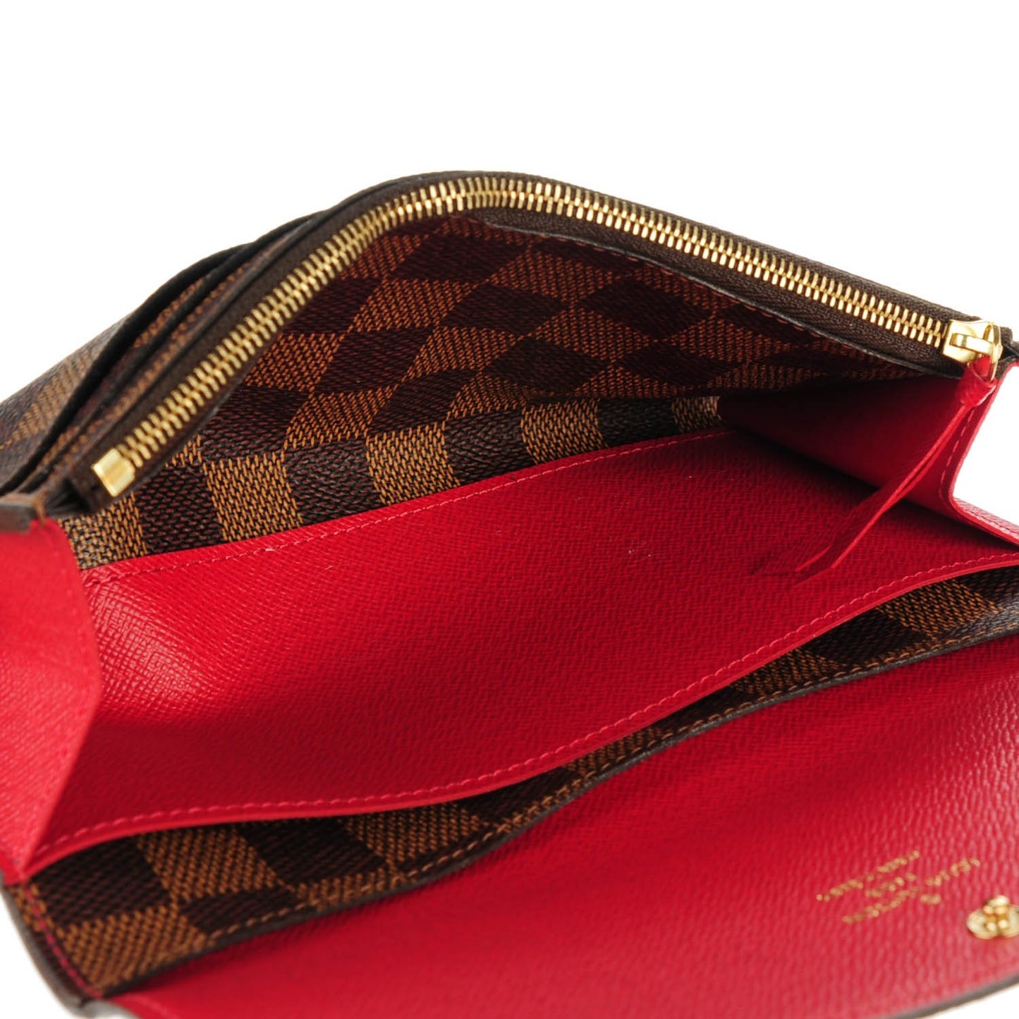 Damier Ebene Emilie Wallet Red