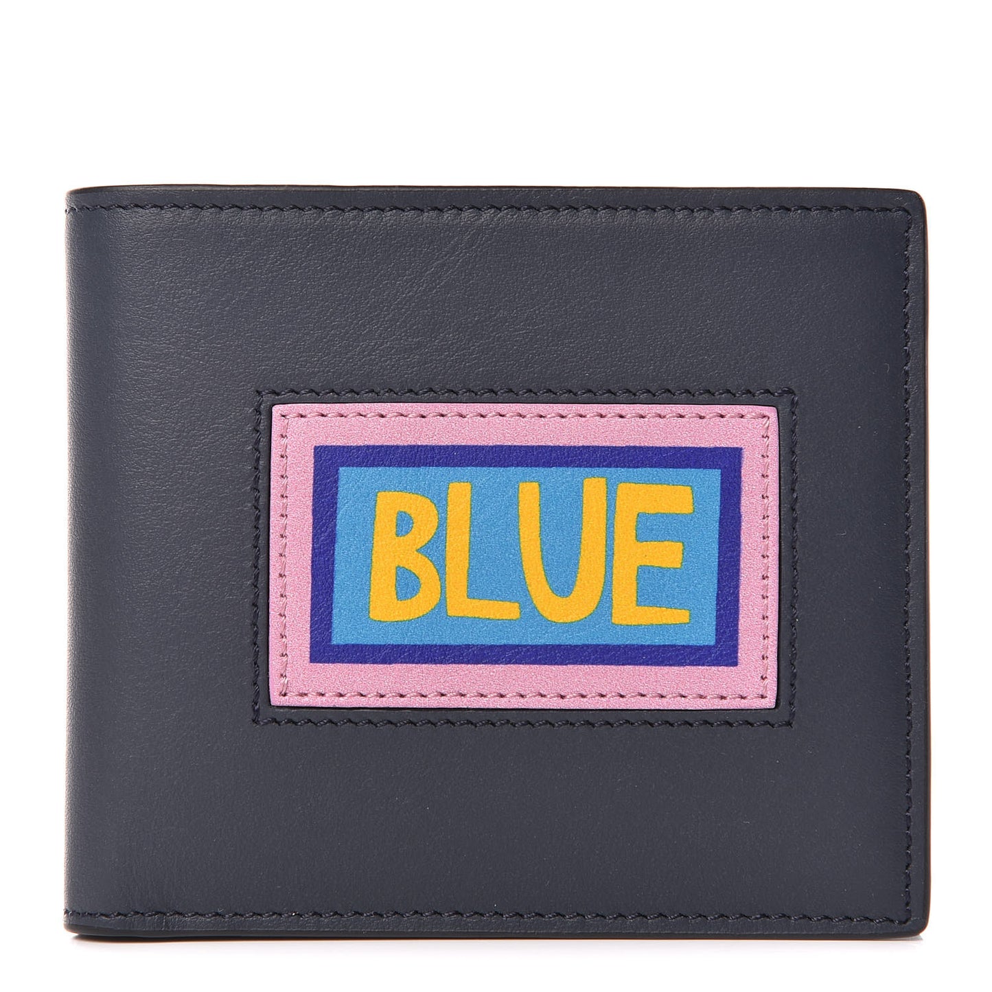 Vitello Century Vocabulary Blue Bi-Fold Wallet Blue Lavagna
