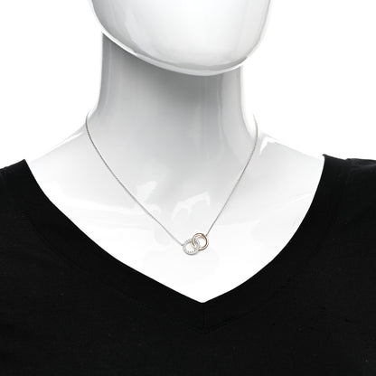 Tiffany 18K White Rose Gold Diamond Double Interlocking Circles Pendant Necklace 2 of 4