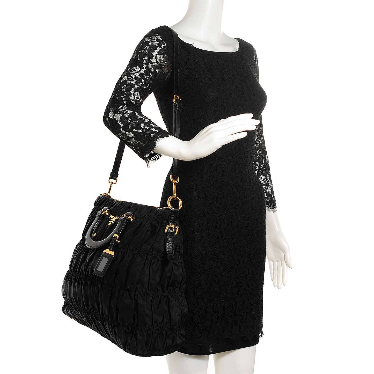 Tessuto Nylon Gaufre Tote Nero Black