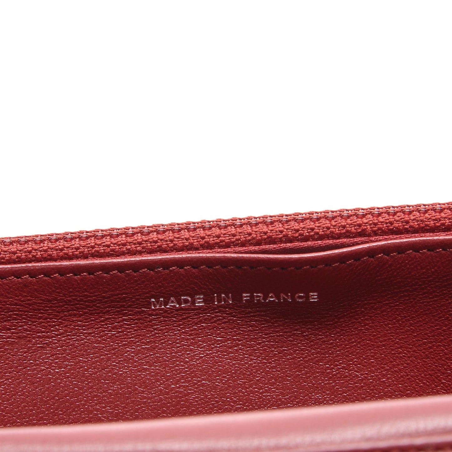 Lambskin Camellia Embossed Wallet On Chain WOC Dark Red