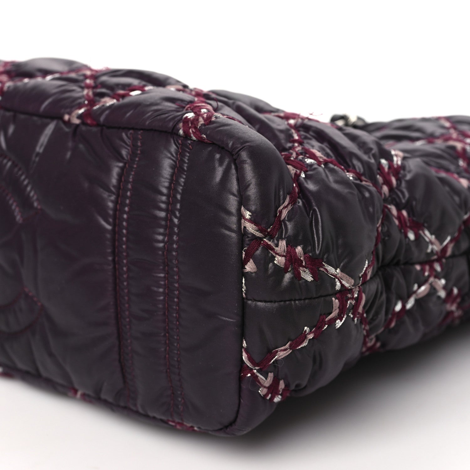Chanel Nylon Quilted Tweed Stitch Bubble Camera Case Purple 10 of 11
