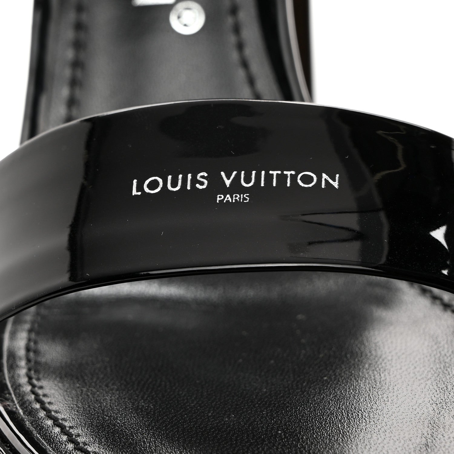 Louis Vuitton LOUIS VUITTON Patent Calfskin Fame Platform Sandal 37.5 Black 7 of 9