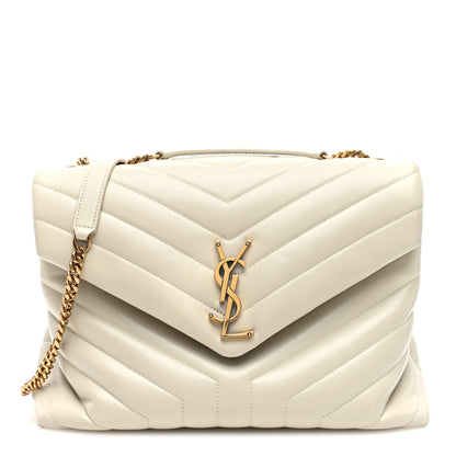 Saint Laurent Calfskin Y Quilted Monogram Medium Loulou Chain Satchel Crema Soft 1 of 10
