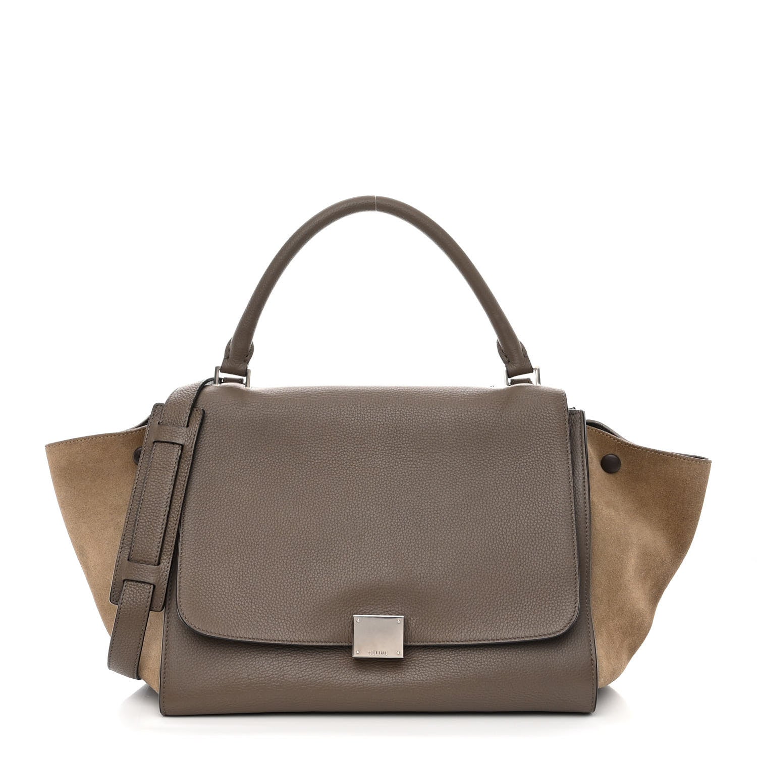 Celine Drummed Calfskin Suede Medium Trapeze Souris 1 of 14