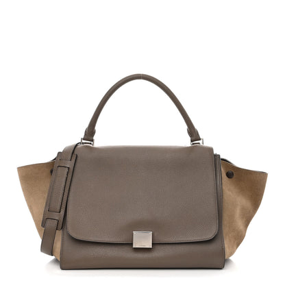 Celine Drummed Calfskin Suede Medium Trapeze Souris 1 of 14
